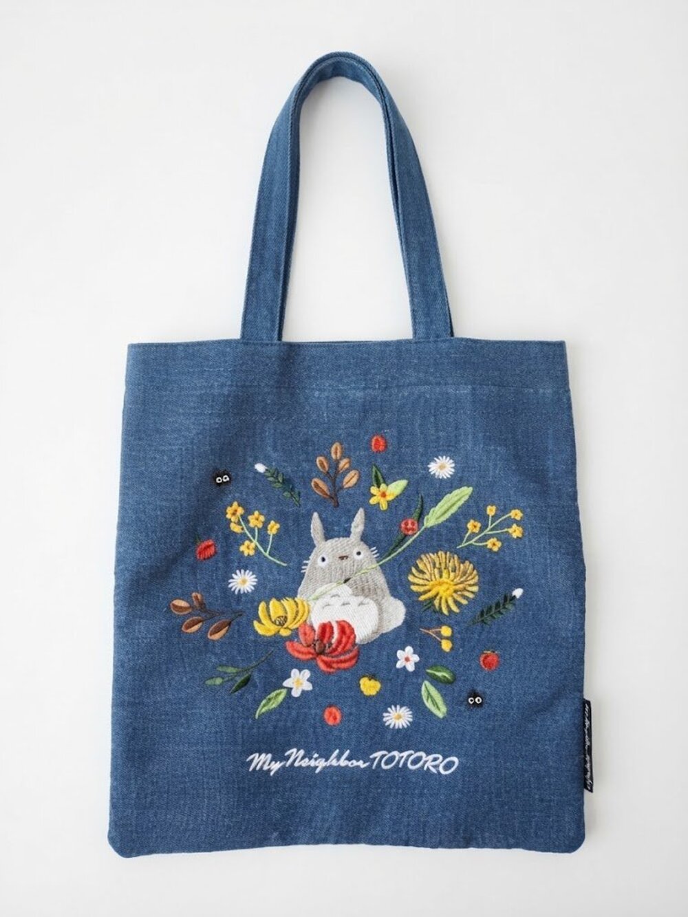 Studio Ghibli My Neighbor Totoro Blue Embroidered Denim Tote Bag